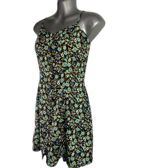 Volcom black, yellow, blue & white floral strappy Corset sundress SKU0581 - Picture 3 of 12